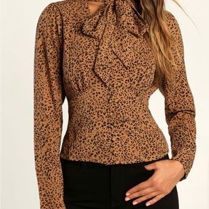 Leopard print button up blouse